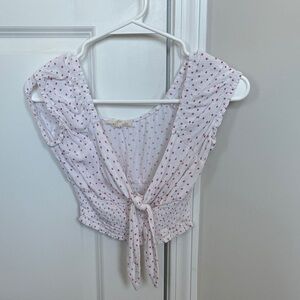 PacSun White and Red Dotted Crop Top
